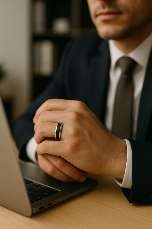The Golden Legacy Band | 18K Gold & Carbon Fibre Statement Ring