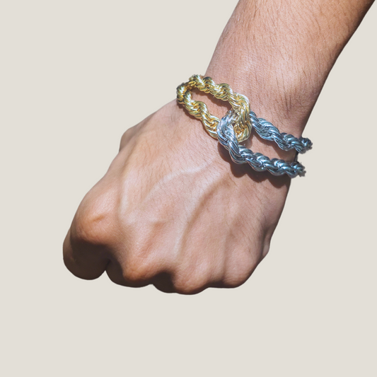 Dual Tone Twisted Torque Bracelet