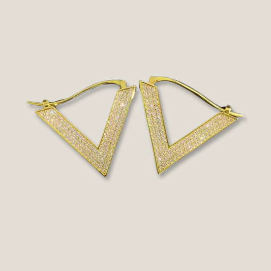 Glamorous Pave Triangle Hoop Earrings