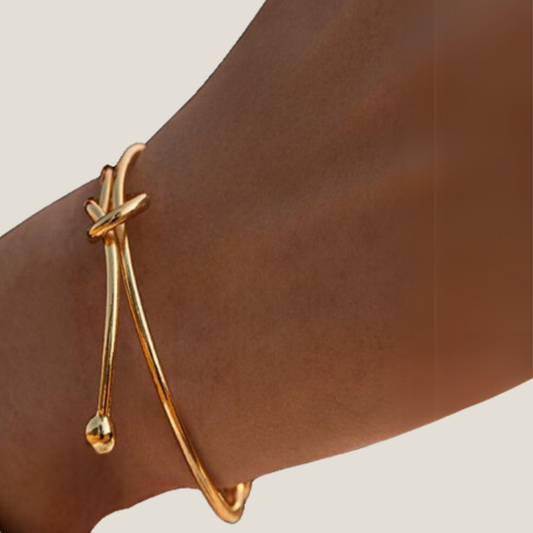 Elegant Golden Knot Cuff Bracelet | 18K Gold Plated