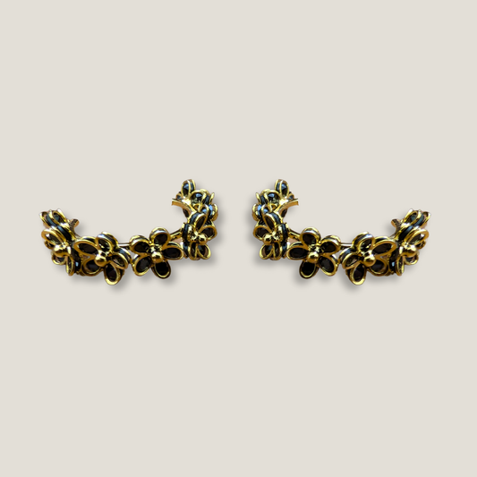 Gold & Black Floral Hoops