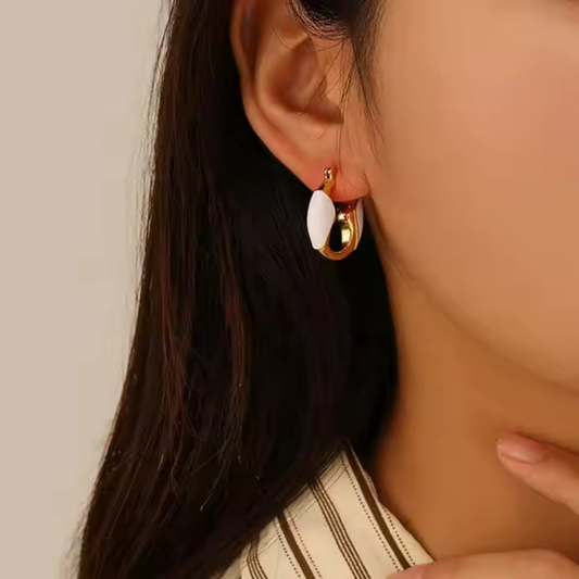 Modern Chic White Enamel Hoop Earrings