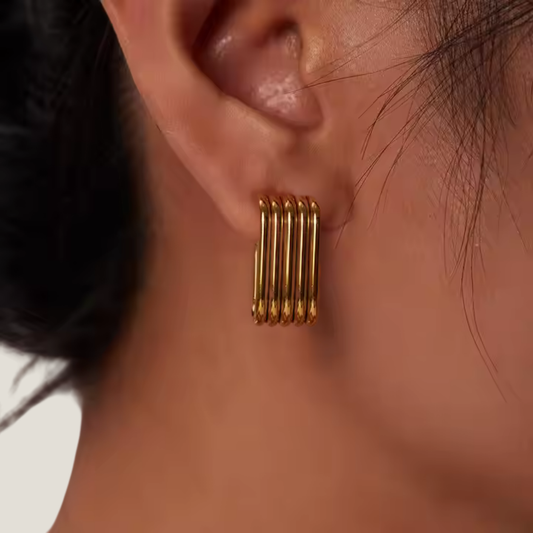 Modern Gold Stacked Hoop Earrings