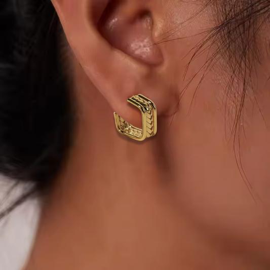 Golden Weave Square Hoop Earrings