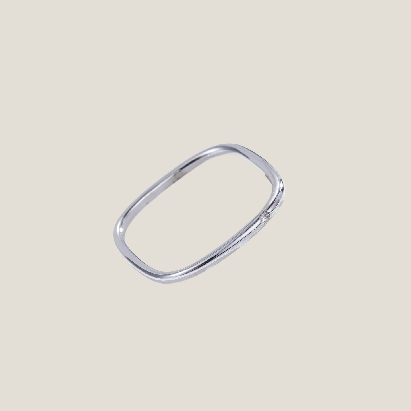Angular Gleam: Stainless Steel Cubic Zirconia Ring