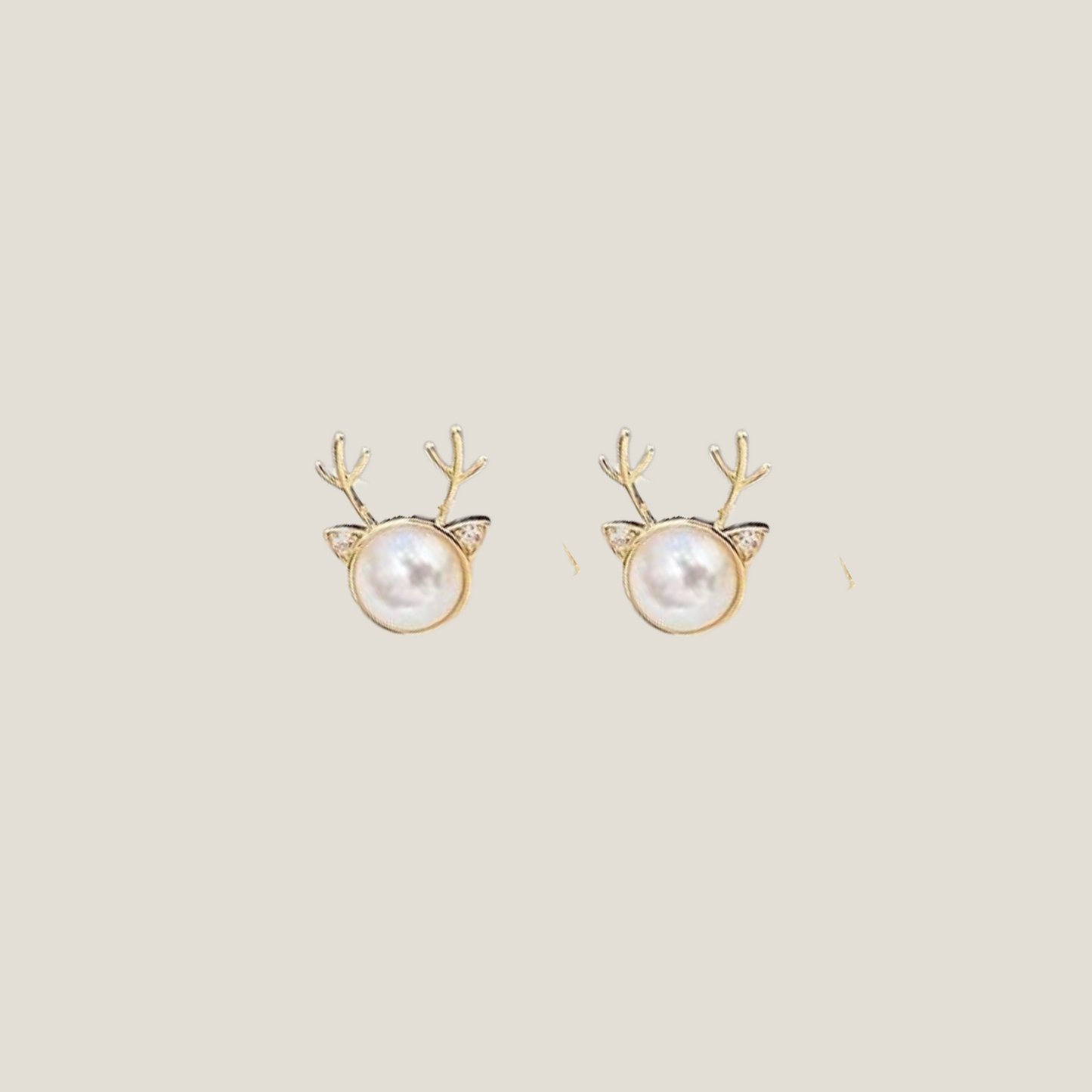 Whimsical Pearl Deer Studs