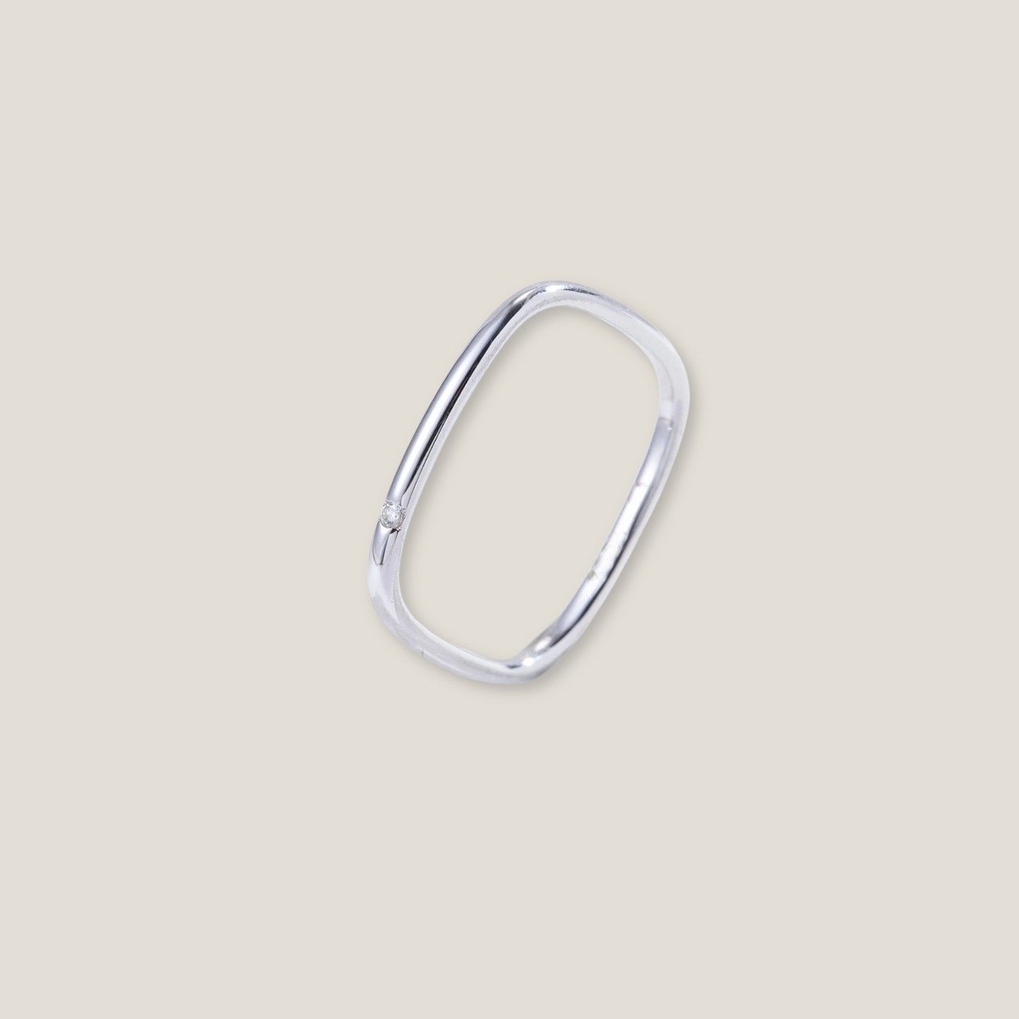 Angular Gleam: Stainless Steel Cubic Zirconia Ring