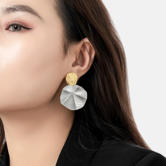 Organic Radiance Lotus Leaf Drop Earrings | 18K Gold Plated