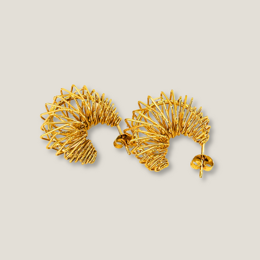 Golden Coil Statement Hoops | 18K Gold Plated
