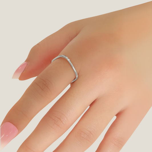 Angular Gleam: Stainless Steel Cubic Zirconia Ring