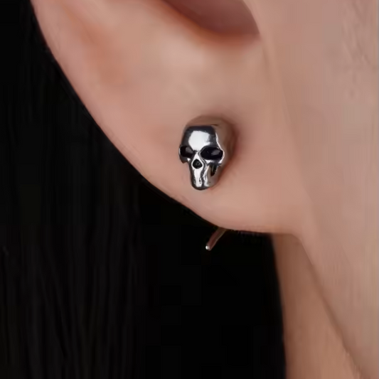Whispers of Rebellion: Stainless Steel Skull Hook Studs