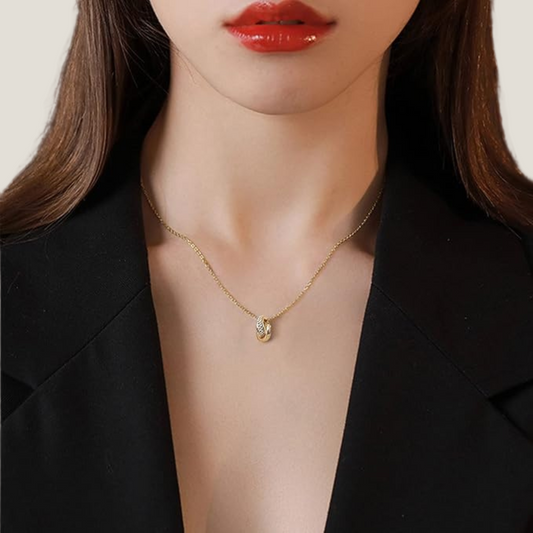Eternal Bond: Interlocking Crystal & Gold Rings Necklace | 18k Gold Plated