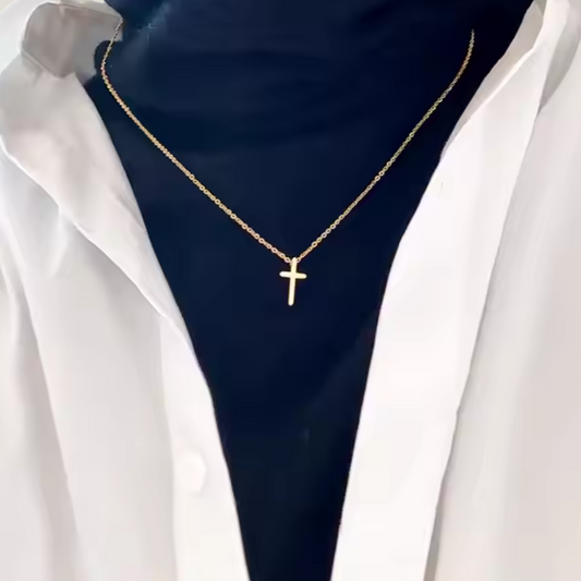 Golden Meridian: Minimalist Cross Pendant