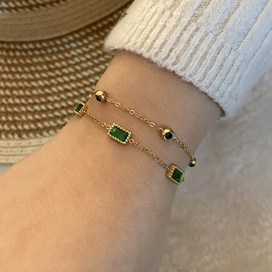 The Emerald Cascade Bracelet | 18K Gold Plated