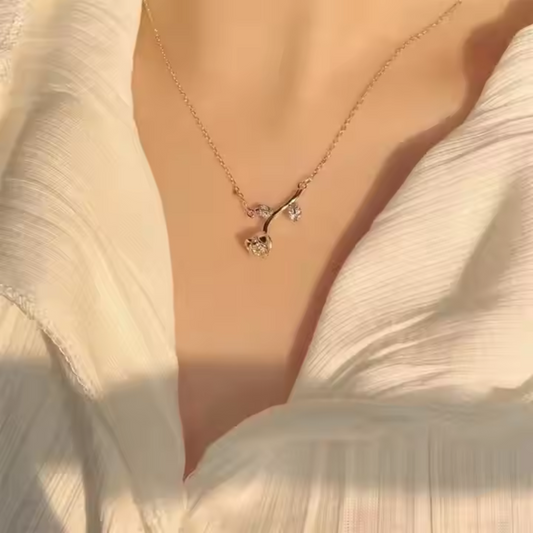 Golden Dewdrop Rose Necklace