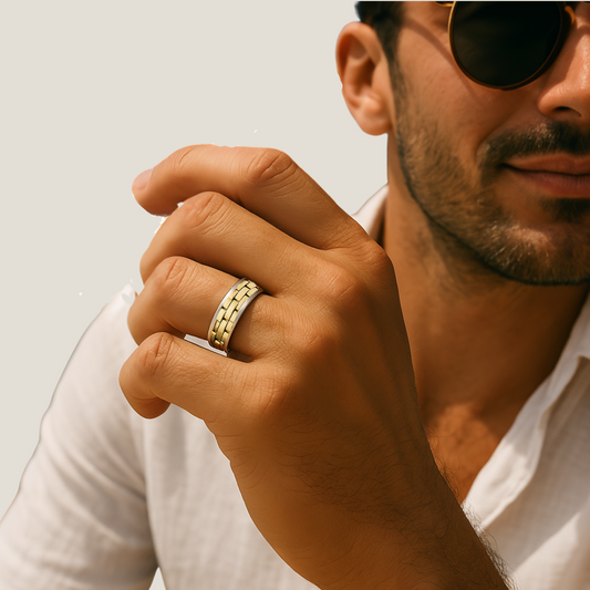 Gold Brickwork Ring | 18K Gold Plated