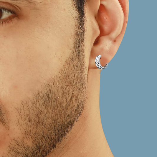 Maverick Etch: Stainless Steel Pattern Studs for Men