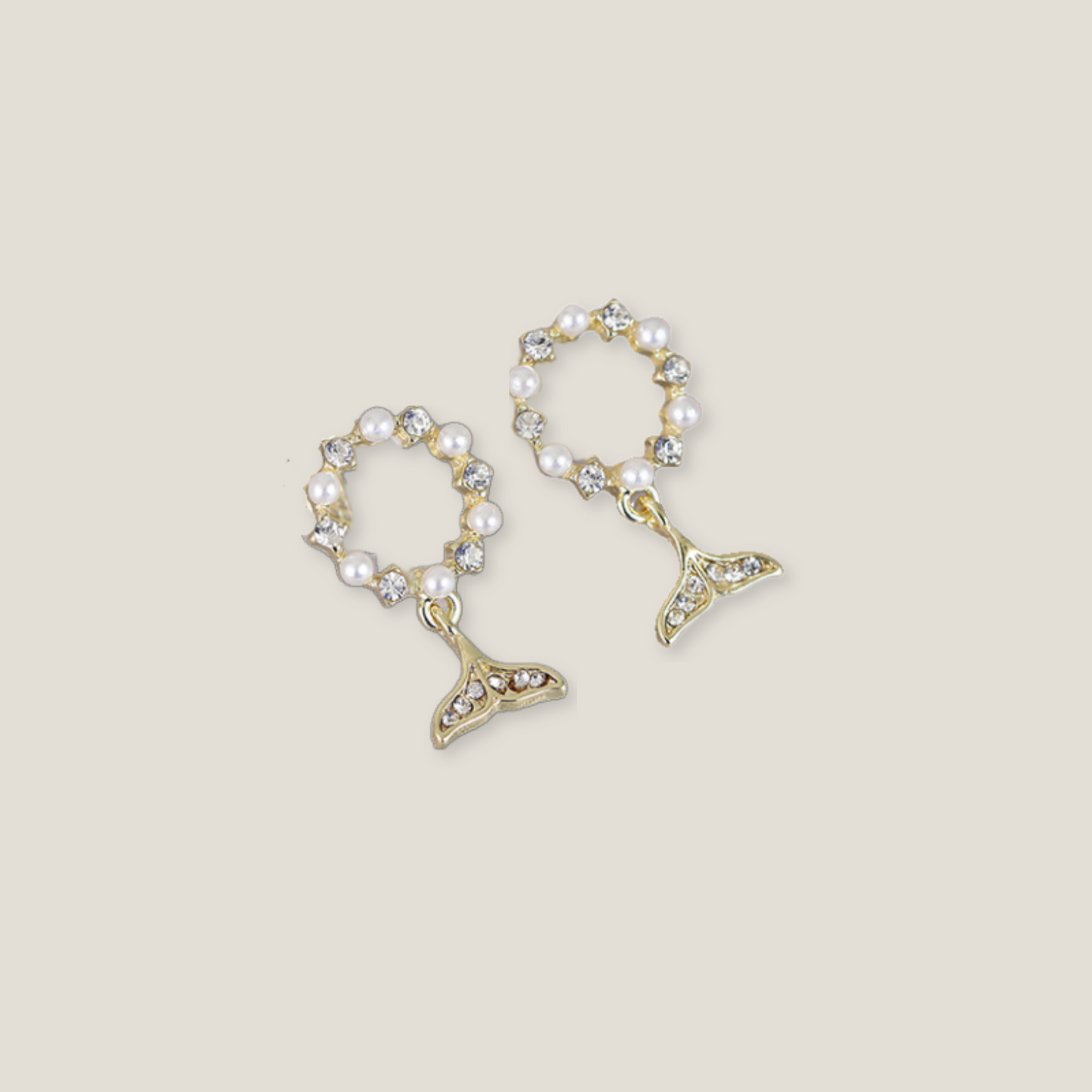 Golden Pearl Mermaid Tail Earrings | 18K Gold Plated