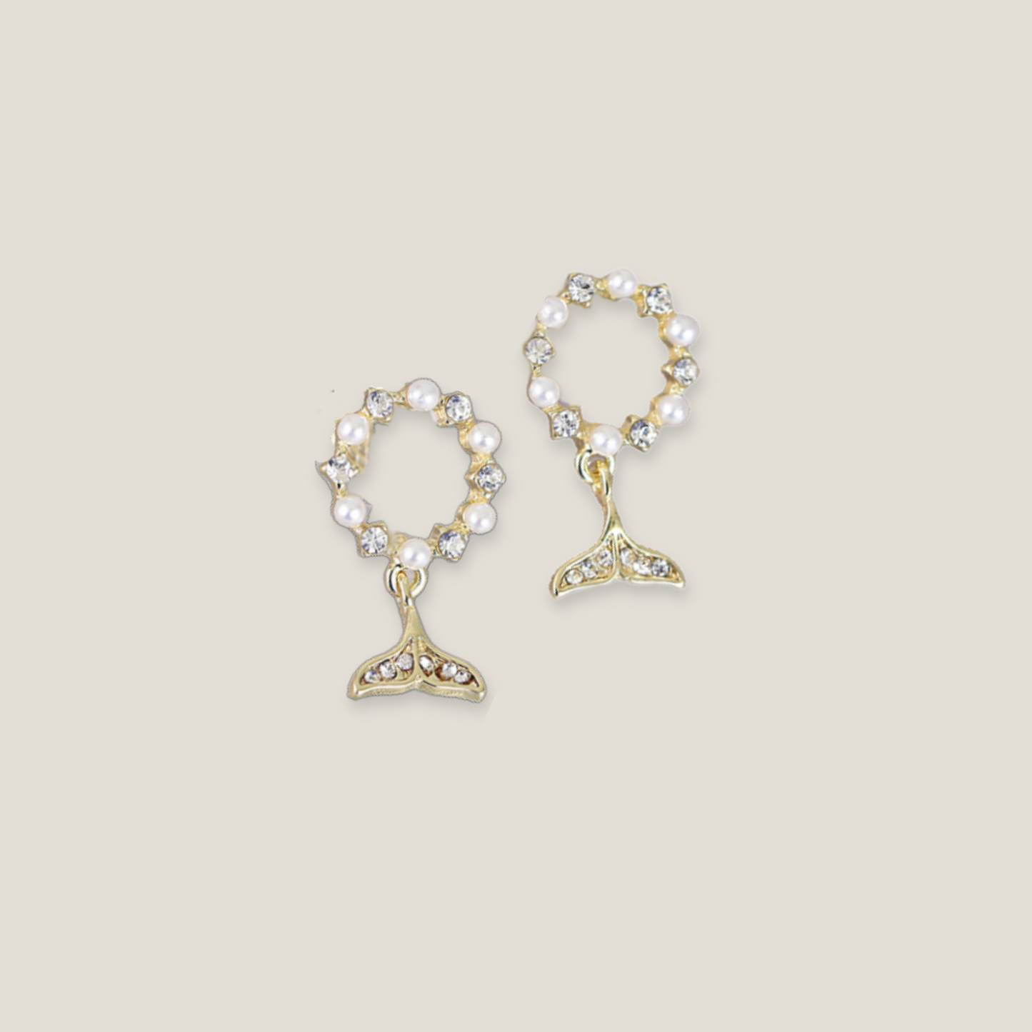 Golden Pearl Mermaid Tail Earrings | 18K Gold Plated