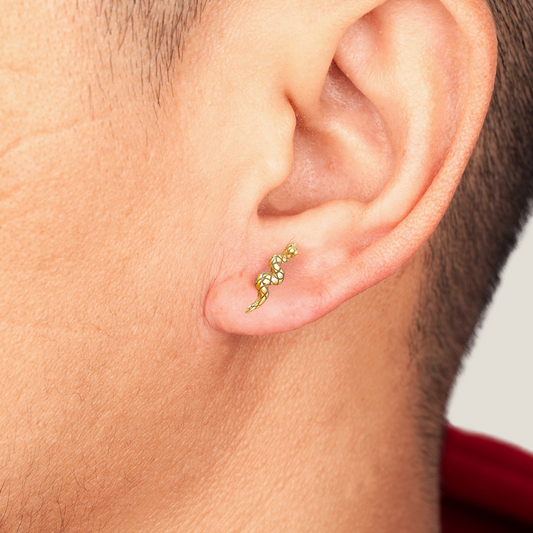 Golden Serpent's Kiss: Anti-Tarnish Stainless Steel Stud