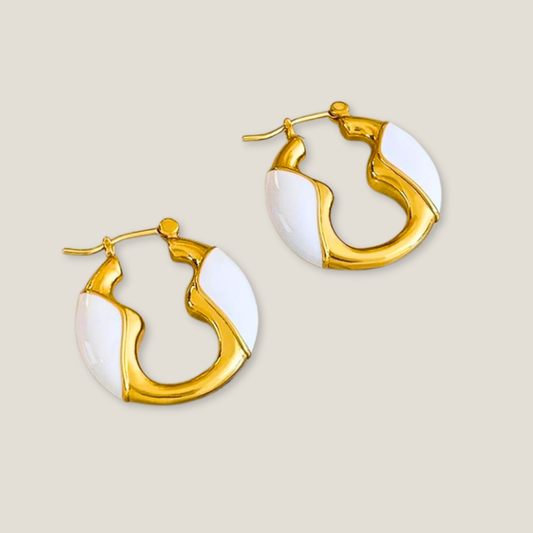 Modern Chic White Enamel Hoop Earrings