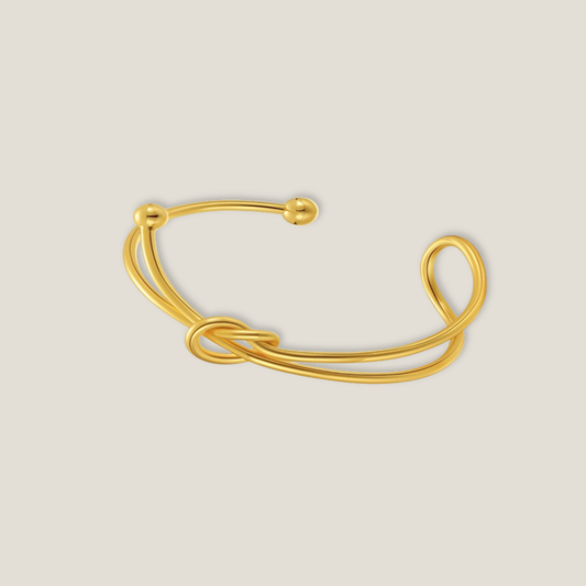 Elegant Golden Knot Cuff Bracelet | 18K Gold Plated