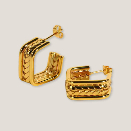 Golden Weave Square Hoop Earrings