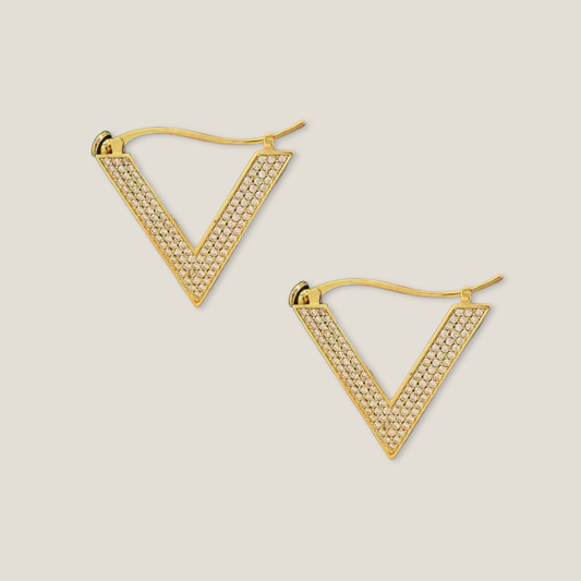 Glamorous Pave Triangle Hoop Earrings