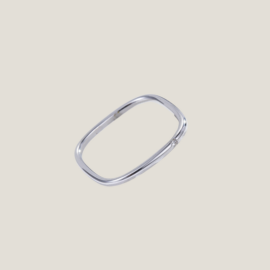 Angular Gleam: Stainless Steel Cubic Zirconia Ring