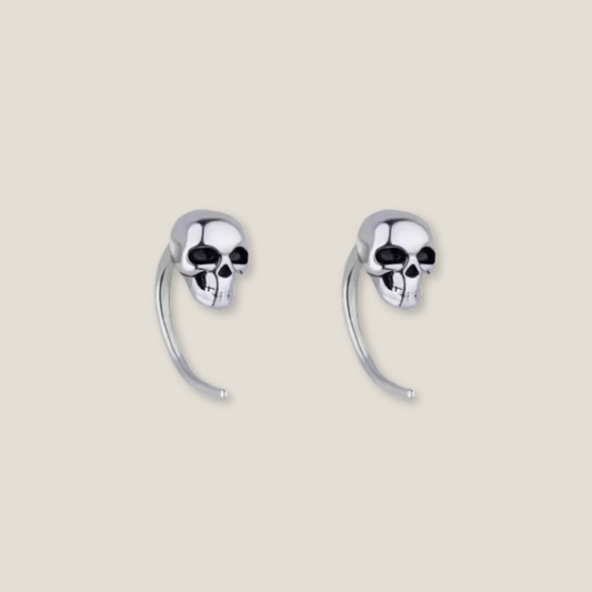 Whispers of Rebellion: Stainless Steel Skull Hook Studs