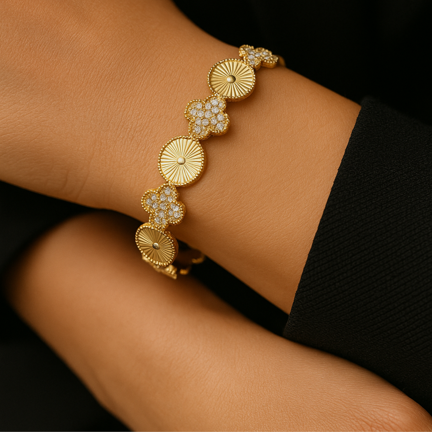 Gilded Crystal Blossom Bracelet | 18k Gold Plated