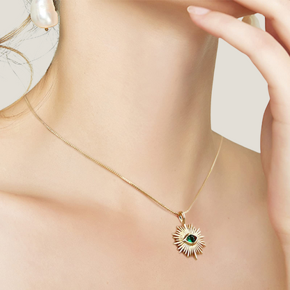 Emerald Greek Eye | 18K Gold Plated