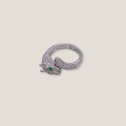 Emerald Gaze: Stainless Steel Panther Ring