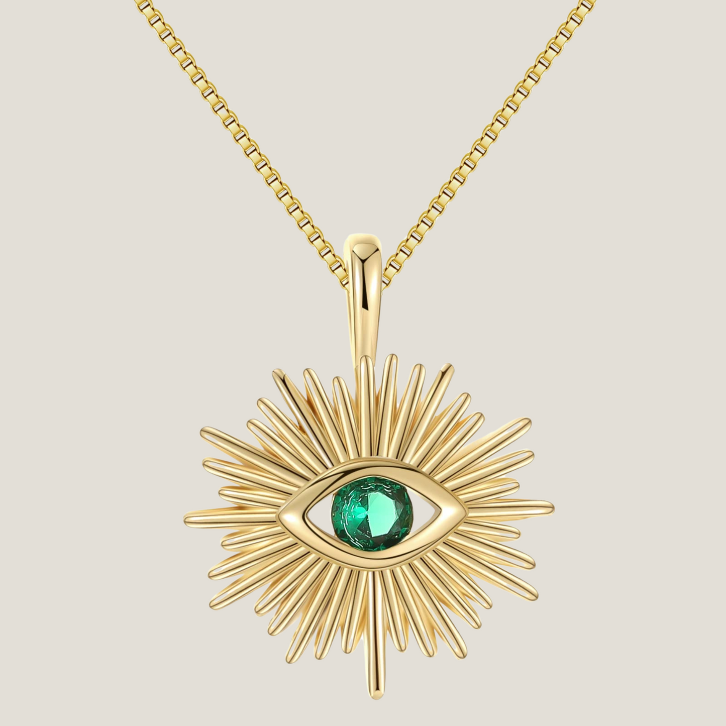 Emerald Greek Eye | 18K Gold Plated