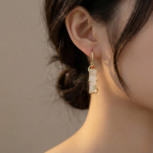 The Enchanting Jade Bamboo Drop Earrings