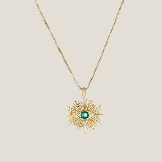 Emerald Greek Eye | 18K Gold Plated