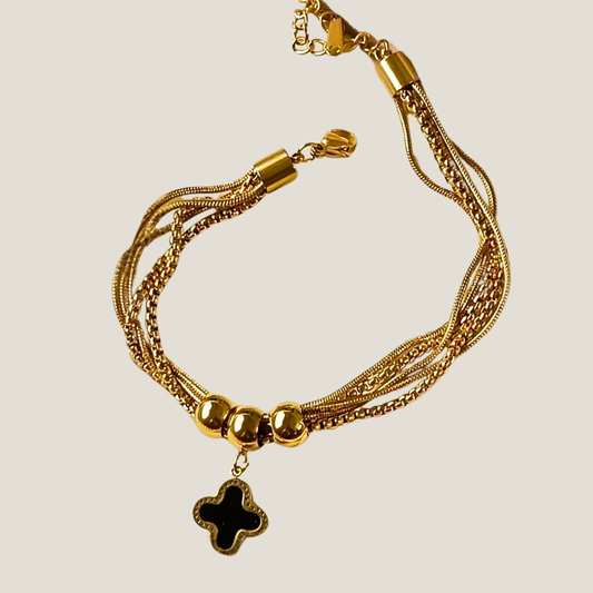 Clover Charm Golden Elegance Bracelet