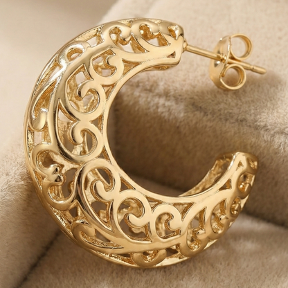Filigree Gold-Tone C-Hoop Earrings
