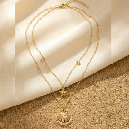 Layered Ocean Charm Necklace