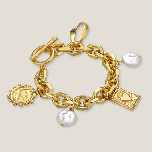 Dainty Charms Gold Link Bracelet | 18K Gold Plated