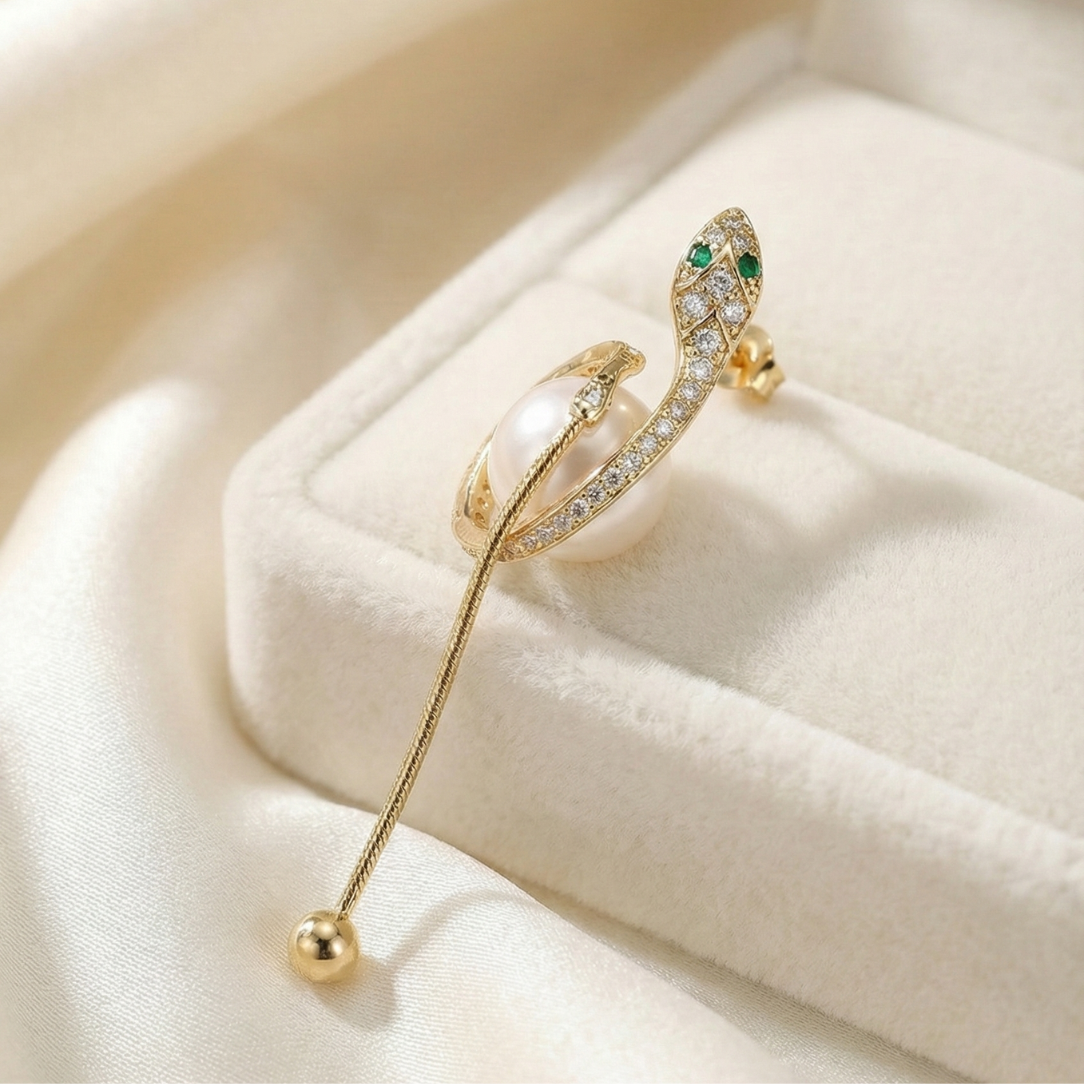 Serpent & Pearl Drop Earrings
