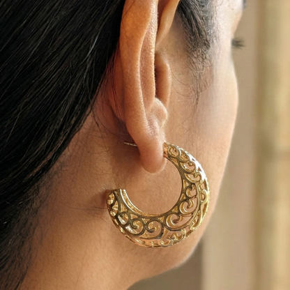 Filigree Gold-Tone C-Hoop Earrings