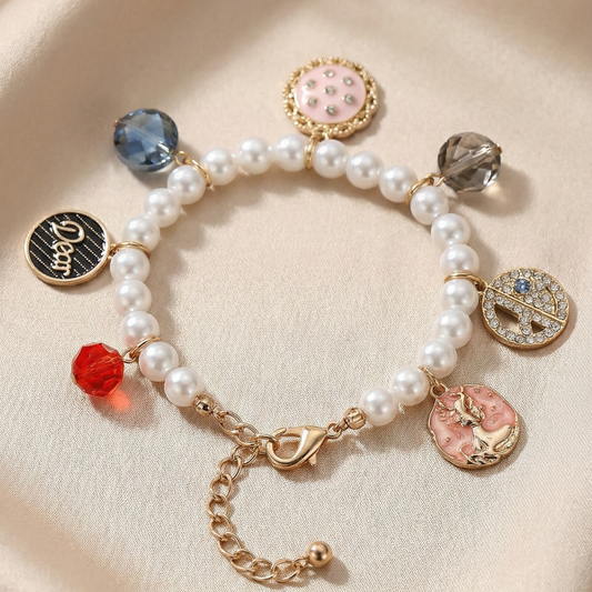 Vintage-Inspired Pearl Charm Bracelet