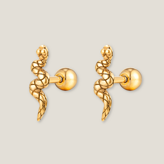 Golden Serpent's Kiss: Anti-Tarnish Stainless Steel Stud