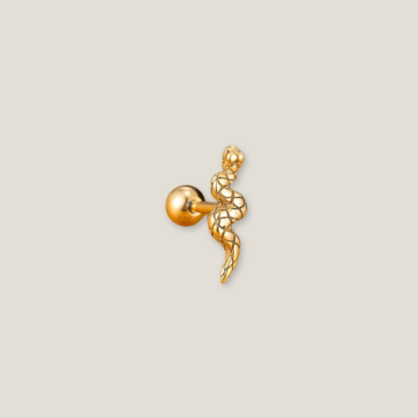Golden Serpent's Kiss: Anti-Tarnish Stainless Steel Stud